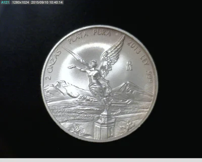 2 oz Libertad Plata 2013 · Inventario Banxico 23029 (reverso)