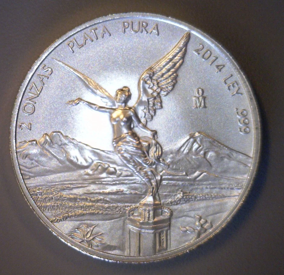 2 oz Libertad Plata 2014 · Inventario Banxico 23722 (reverso)