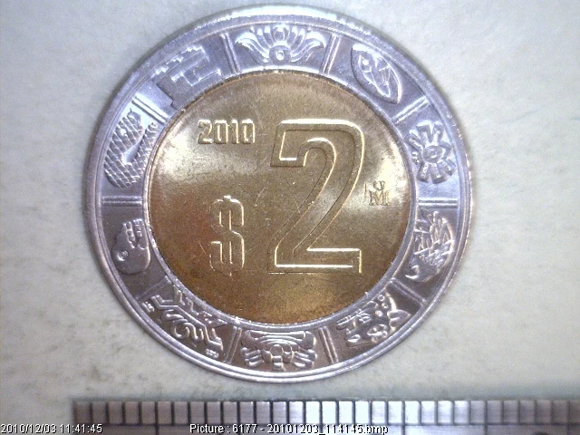 2 Bimetálica 2010 . Inventario Banxico 22654 (reverso)