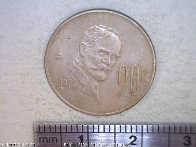 20 Cuproníquel 1974 . Inventario Banxico 15150 (reverso)