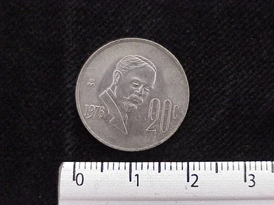 20 Cuproníquel 1976 . Inventario Banxico 12149 (reverso)
