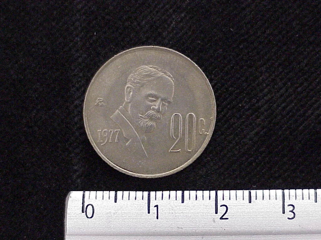 20 Cuproníquel 1977 . Inventario Banxico 12152 (reverso)