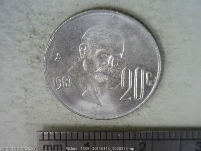 20 Cuproníquel 1981 . Inventario Banxico 15841 (reverso)