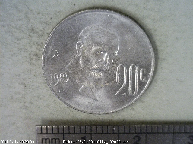 20 Cuproníquel 1981 . Inventario Banxico 15841 (reverso)