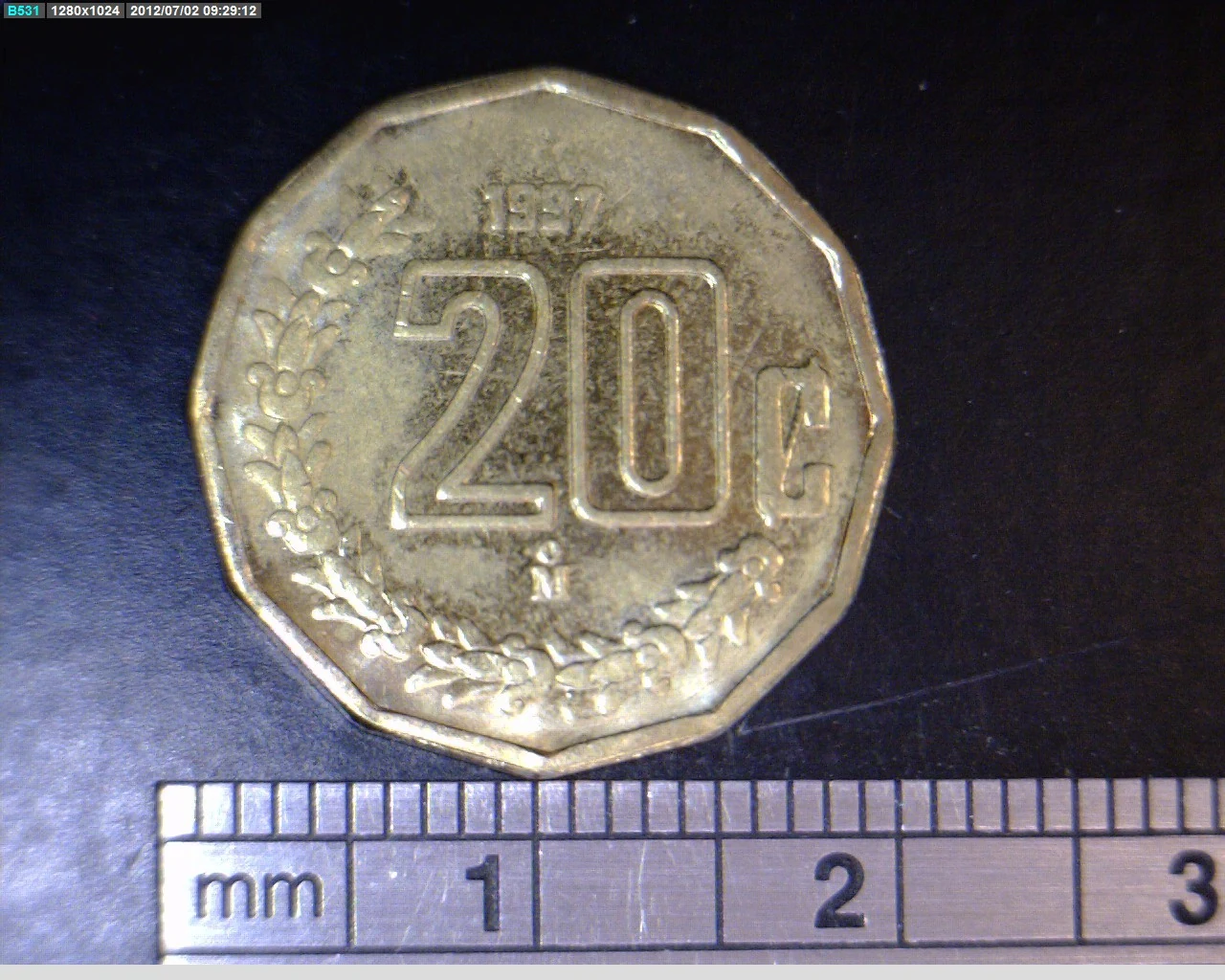 20 Bronce Aluminio 1997 . Inventario Banxico 20033 (reverso)