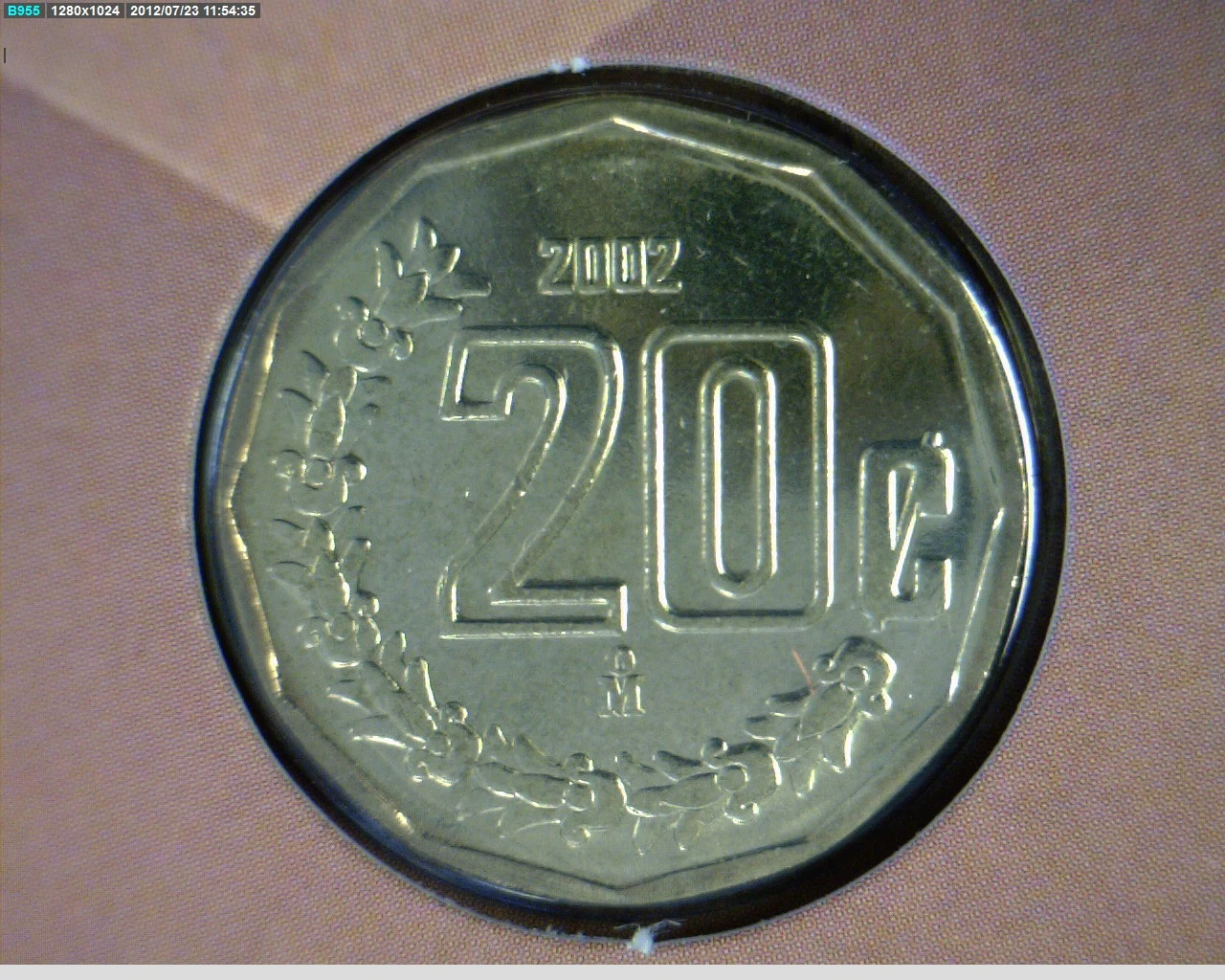 20 Centavos Bronce Aluminio 2002 · Reverso