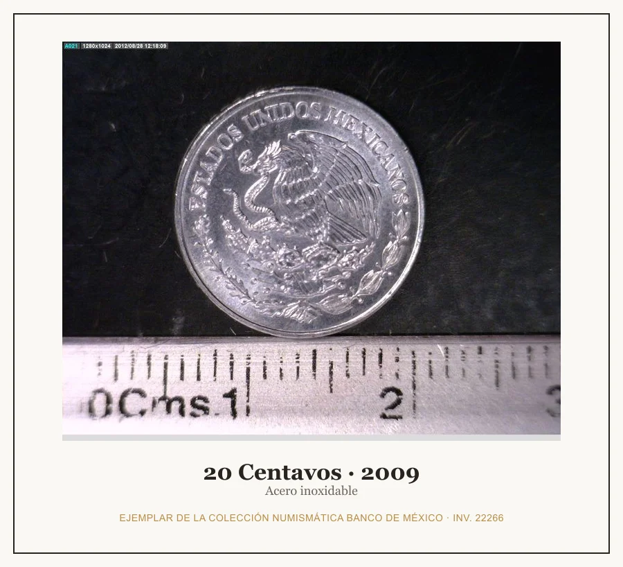 Moneda destacada de la serie 20 Centavos Acero Inoxidable