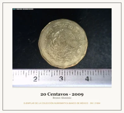 20 Centavos · 2009 — Ejemplar de la Colección Numismática Banco de México, inv. 21894