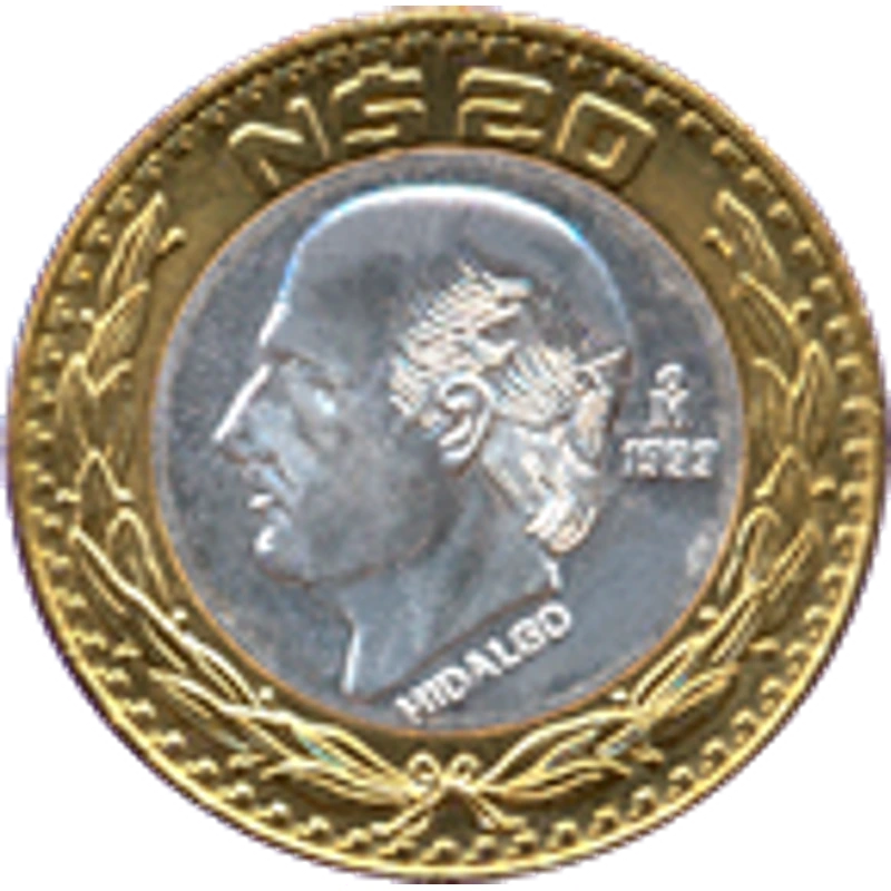$20 Nuevos Pesos — Hidalgo (anillo de plata 0.925) — imagen de referencia