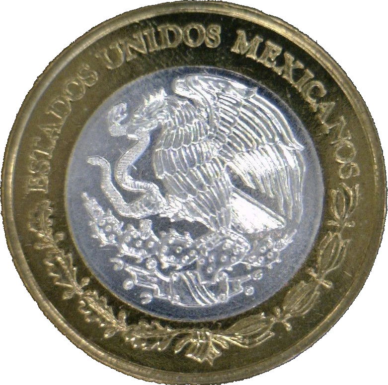 Anverso de moneda 20 Pesos 1996 (Prueba), bimetálica