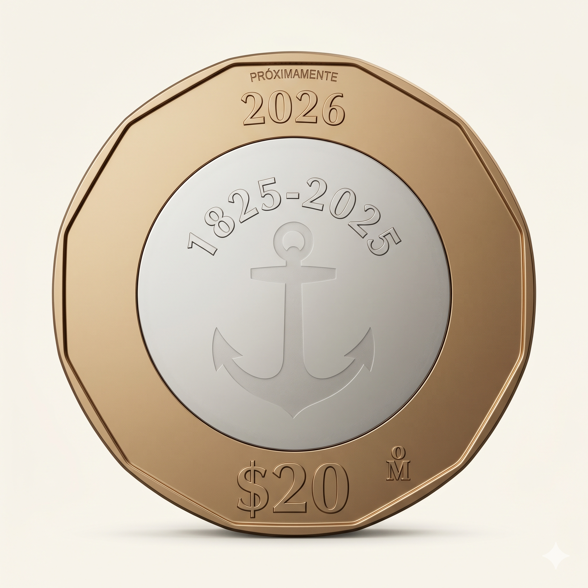 20 Pesos 200 Años de la Consolidación de la Independencia en la Mar