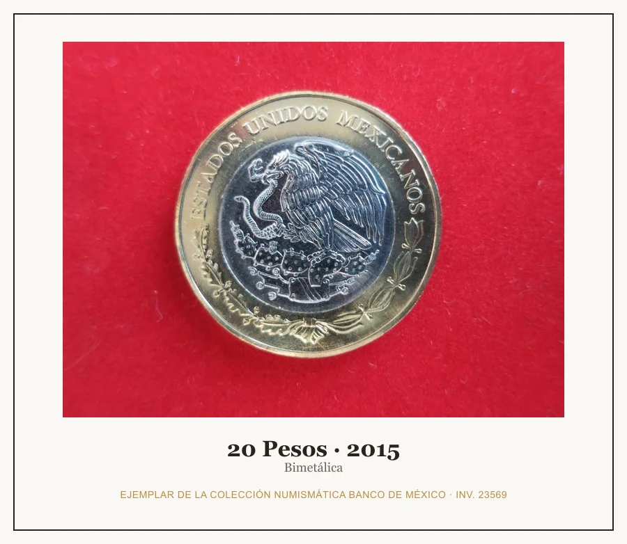 Moneda destacada de la serie Conmem 20 Pesos Centenario Fuerza Aerea Mexicana