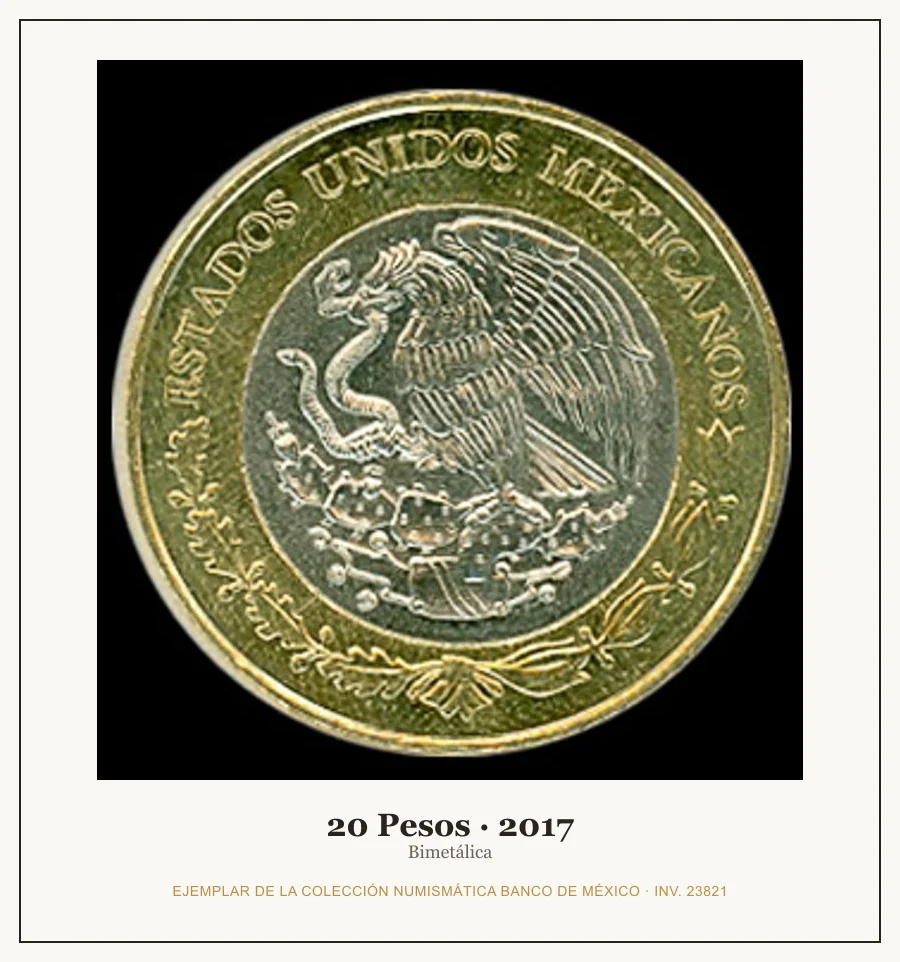 Moneda destacada de la serie Conmem 20 Pesos Conmemorativa Centenario Constitucion Po