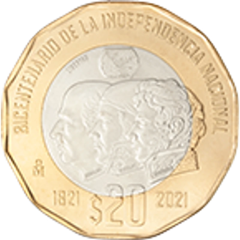20 Pesos Bicentenario de la Independencia Nacional 2021