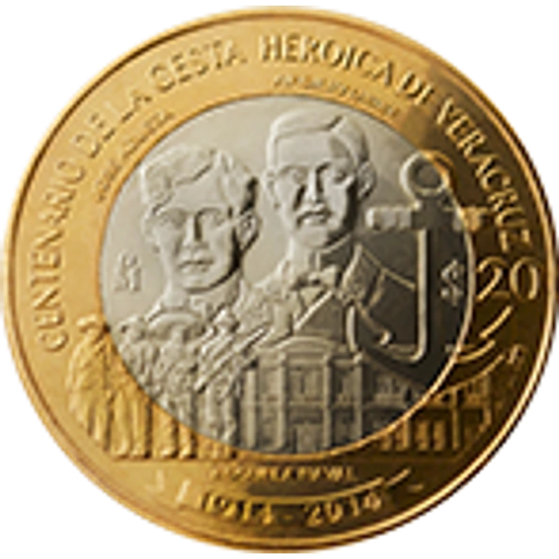 Moneda 20 pesos Centenario de la gesta heroica de Veracruz — reverso