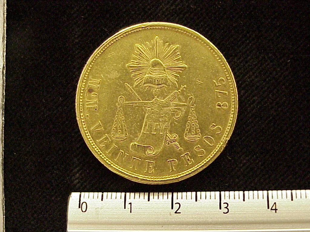 20 Pesos Decimal 1872 · Reverso
