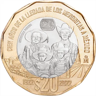 20 Pesos Cien años de la llegada de los Menonitas a México,  C1 2022