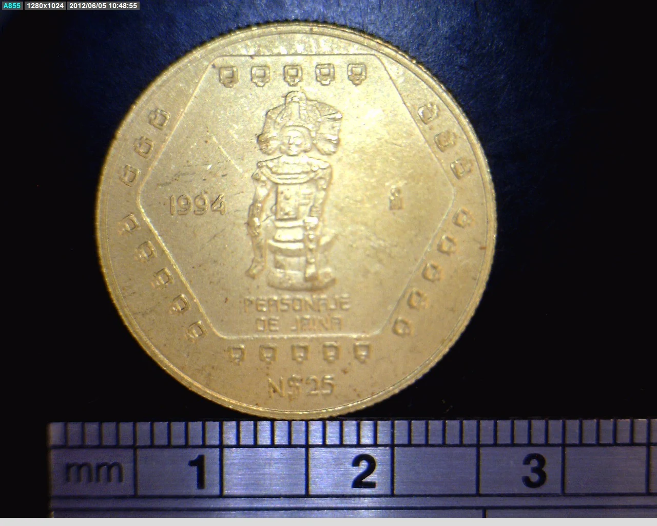 25 Nuevos Pesos Personaje de Jaina 1994 · Inventario Banxico 19136 (reverso)