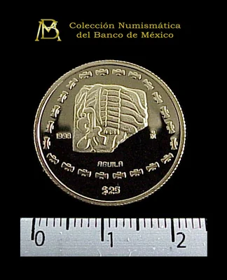 25 Pesos Oro · Precolombina, Colección Tolteca, águila. Una cuarto de onza. · 1998