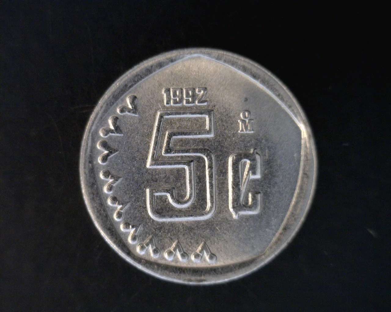 5 Acero inoxidable 1992 . Inventario Banxico 16771 (reverso)