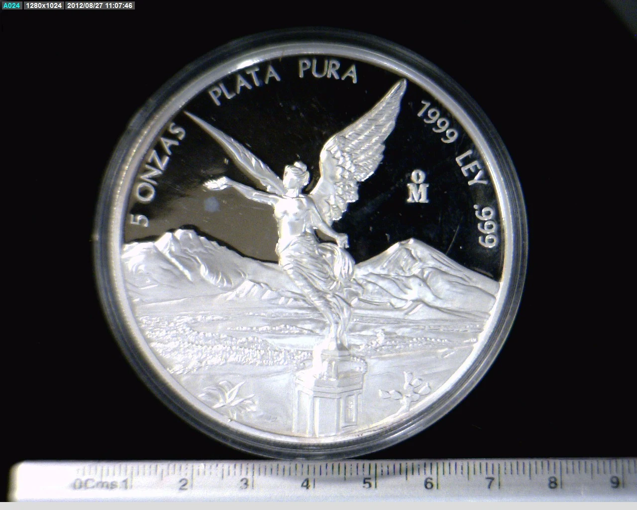 5 oz Libertad Plata 1999 · Inventario Banxico 20977 (reverso)