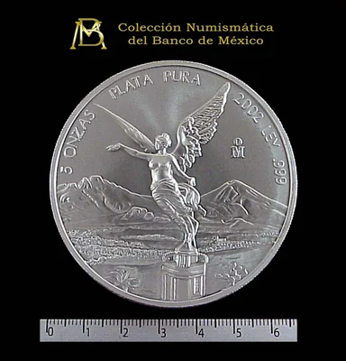 5 Onzas Libertad Plata 2002 · Reverso