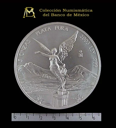 5 oz Libertad Plata 2003 · Inventario Banxico 20863 (reverso)