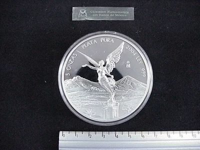 5 Onzas Libertad Plata 2004 · Reverso