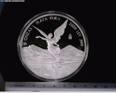 5 oz Libertad Plata 2009 (Espejo) · Inventario Banxico 22197 (reverso)
