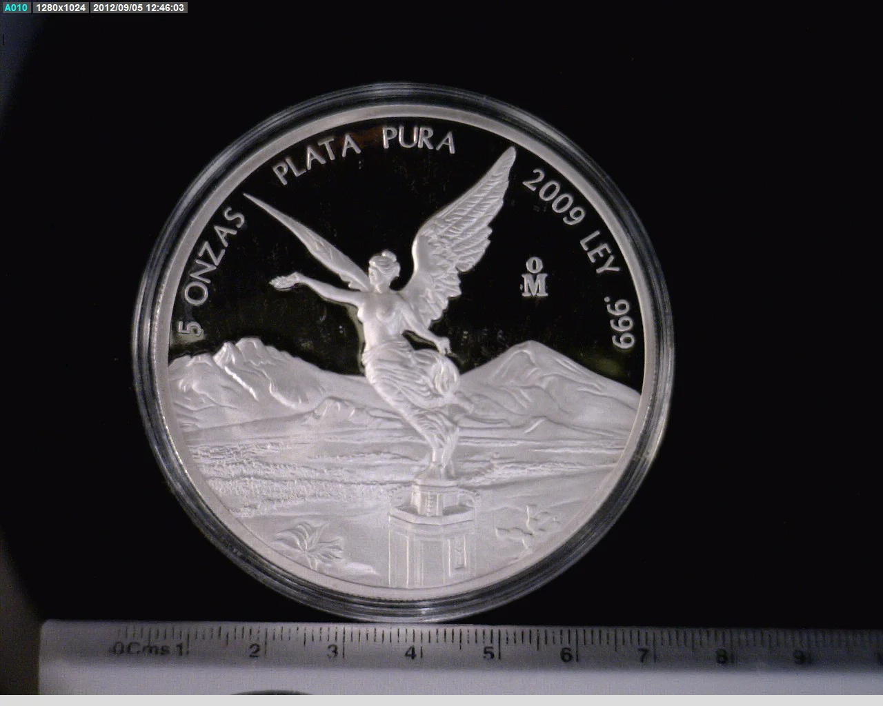 5 oz Libertad Plata 2009 (Espejo) · Inventario Banxico 22197 (reverso)