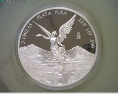 5 Onzas Libertad Plata 2011 · Reverso