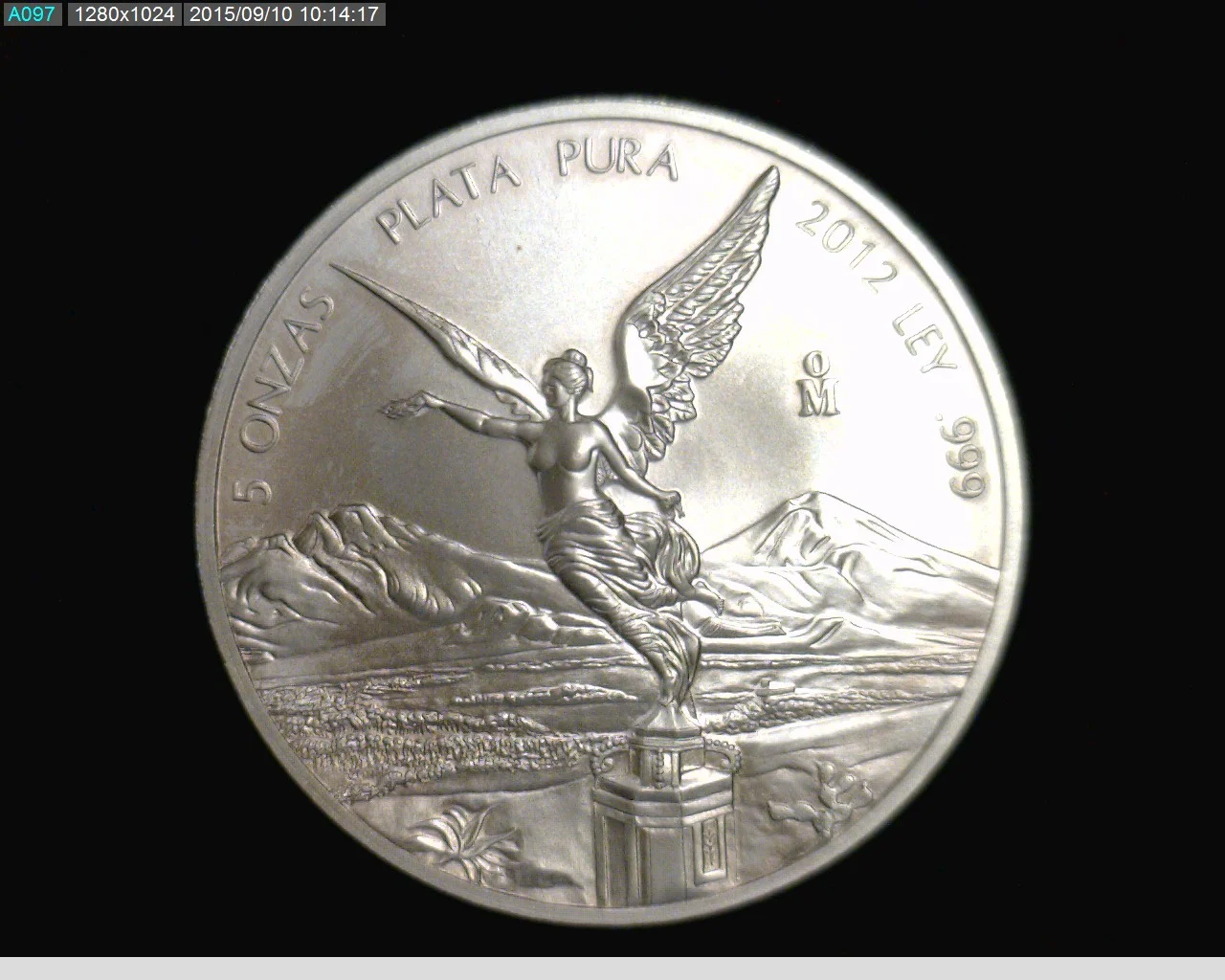5 oz Libertad Plata 2012 · Inventario Banxico 23019 (reverso)