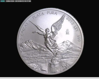 5 oz Libertad Plata 2013 · Inventario Banxico 23032 (reverso)