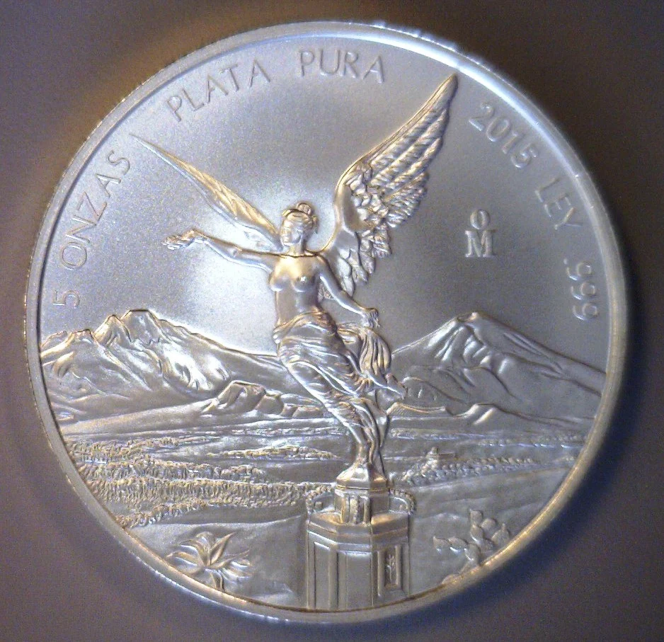 5 oz Libertad Plata 2015 · Inventario Banxico 23729 (reverso)
