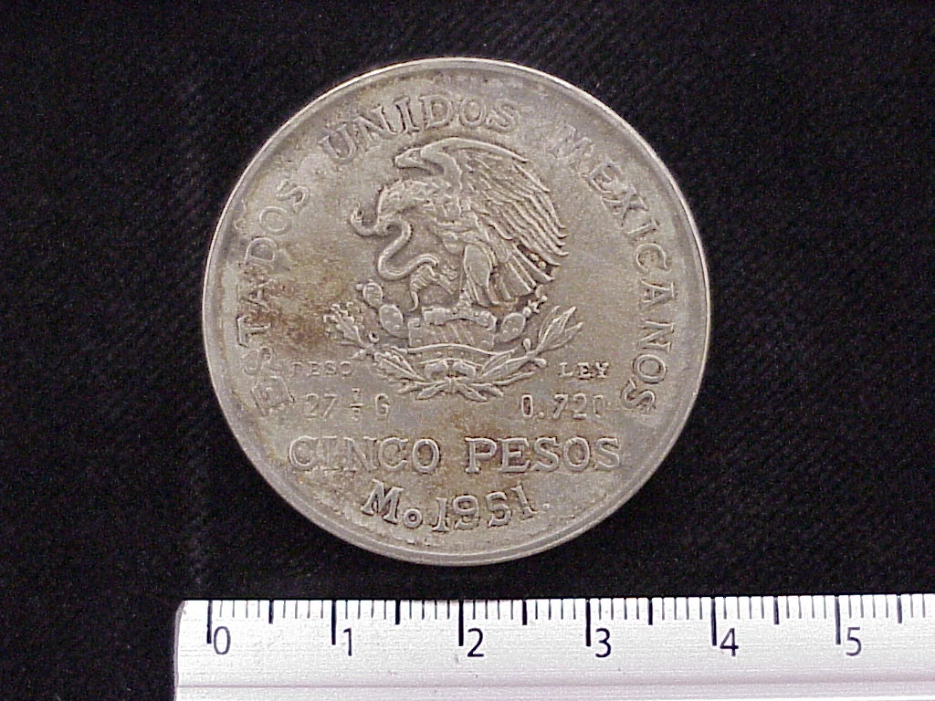 5 Pesos Plata 1951 (anverso)