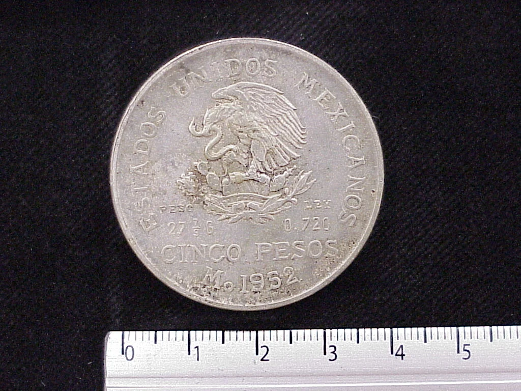 5 Pesos Plata 1952 (anverso)
