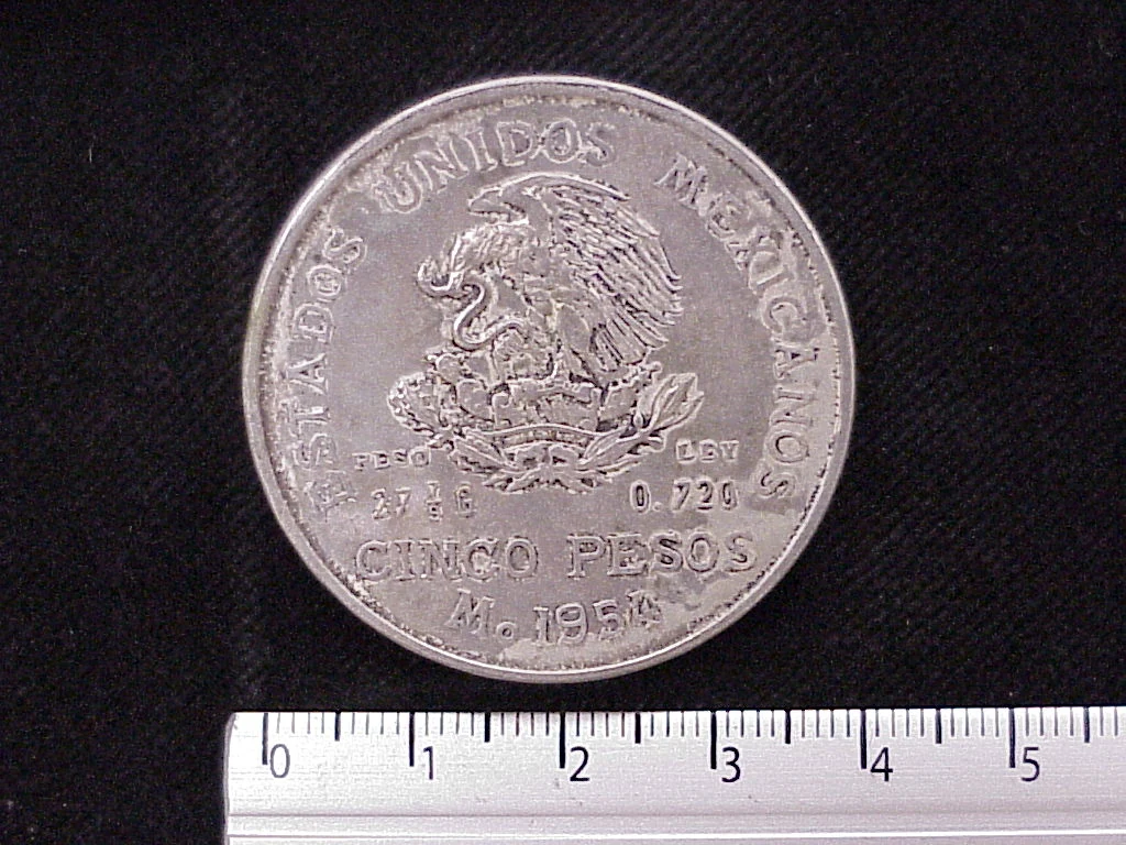 5 Pesos Plata 1954 (anverso)