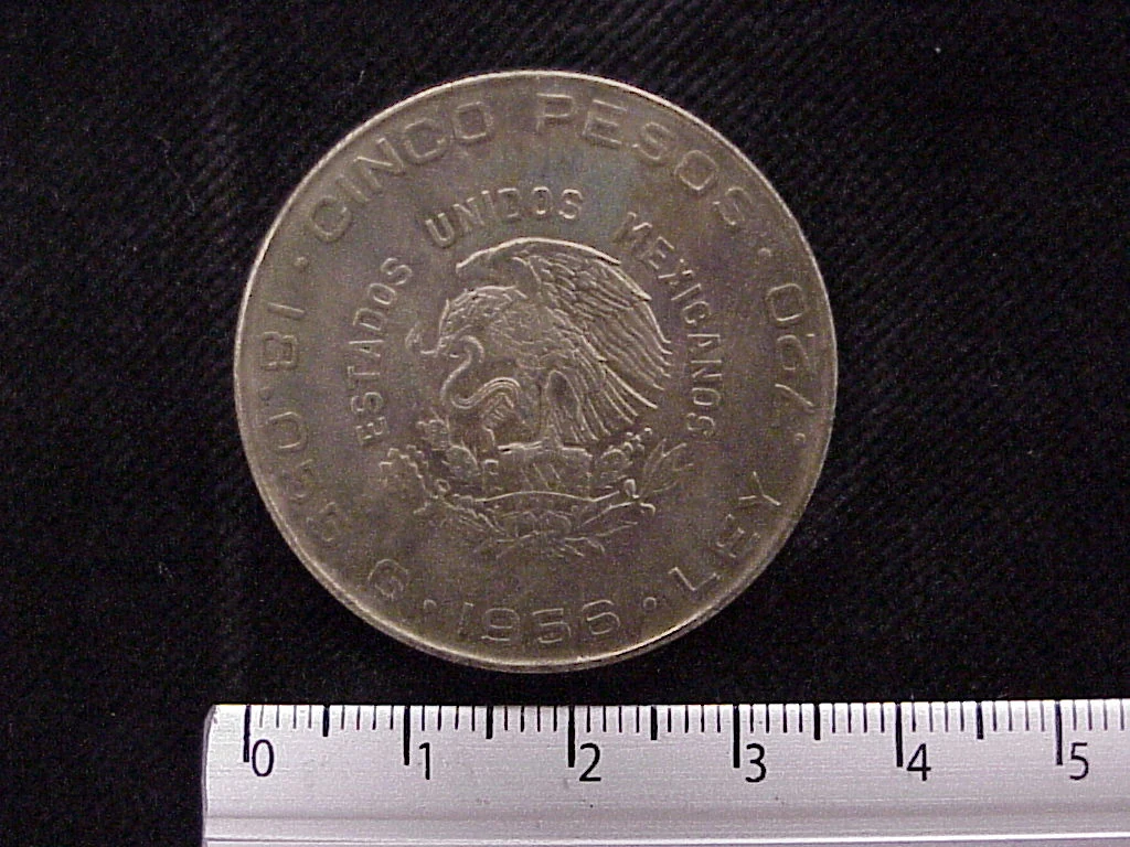 5 Pesos Plata 1956 (anverso)
