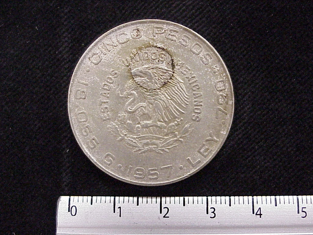 5 Pesos Plata 1957 (anverso)