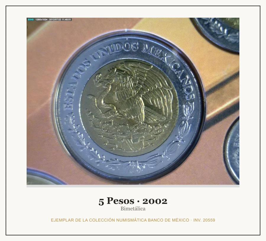 Moneda destacada de la serie Conmem 5 Pesos Cartera