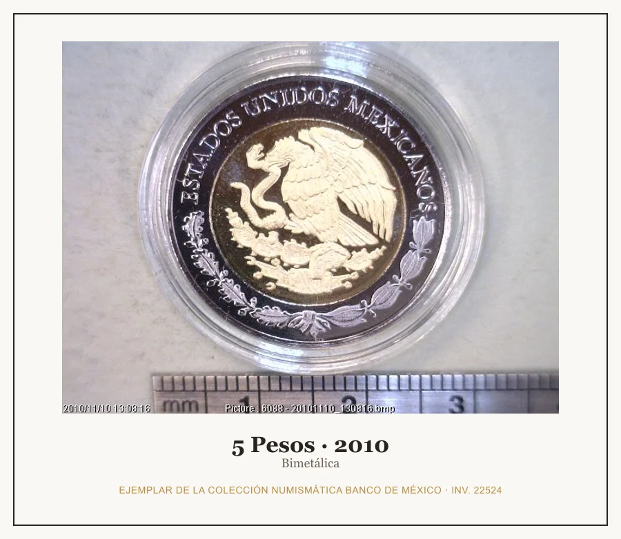 Moneda destacada de la serie Conmem 5 Pesos Bicentenario Independencia Mexico Miguel