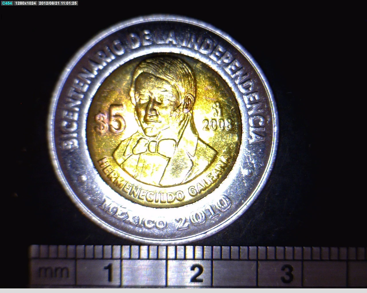 5 Pesos Bicentenario de la Independencia de México: Hermenegildo Galeana 2008 · Reverso