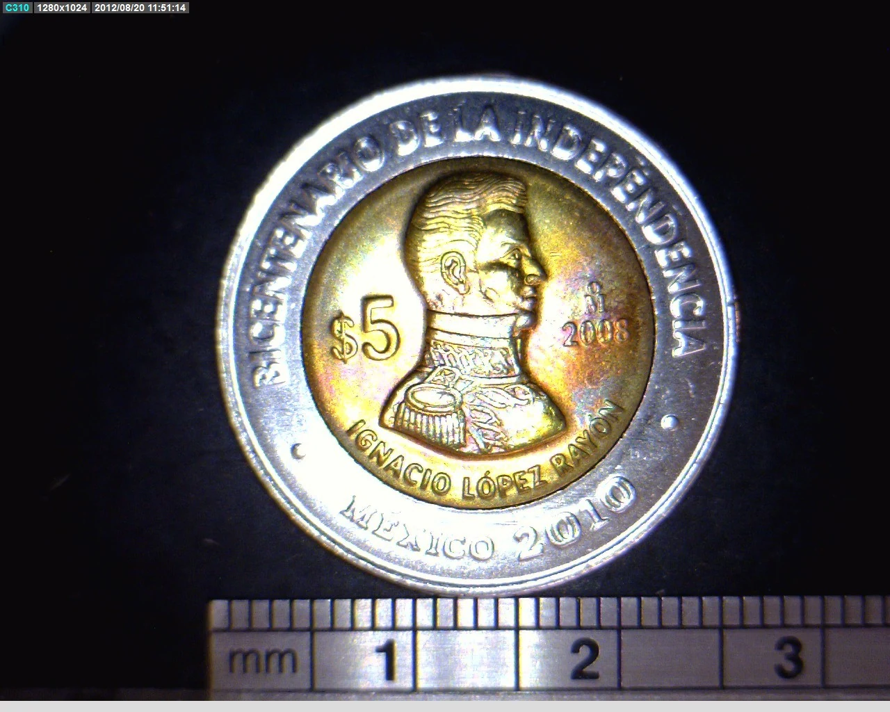 5 Pesos Bicentenario de la Independencia de México: Ignacio López Rayón 2008 · Reverso