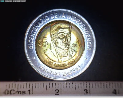 5 Pesos Bicentenario de la Independencia de México: José María Cos 2009 · Reverso