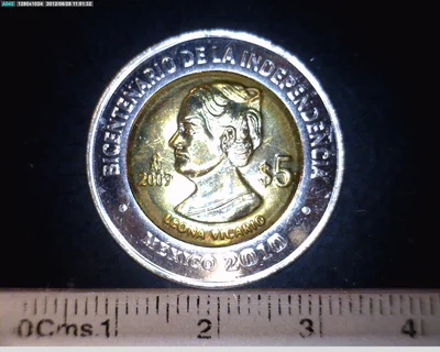 5 Pesos Bicentenario de la Independencia de México: Leona Vicario 2009 · Reverso
