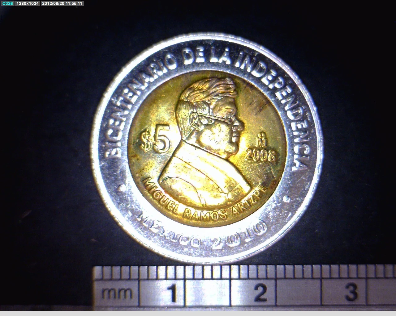 5 Pesos Bicentenario de la Independencia de México: Miguel Ramos Arizpe 2008 · Reverso