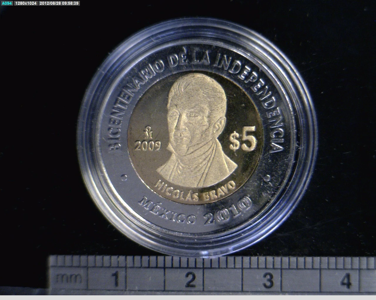 5 Pesos Bicentenario de la Independencia de México: Nicolás Bravo 2009 · Reverso