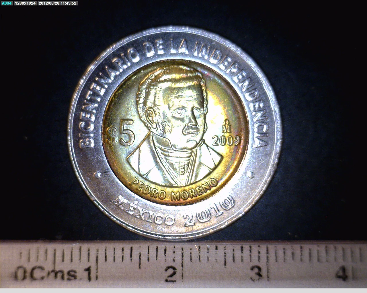 5 Pesos Bicentenario de la Independencia de México: Pedro Moreno 2009 · Reverso