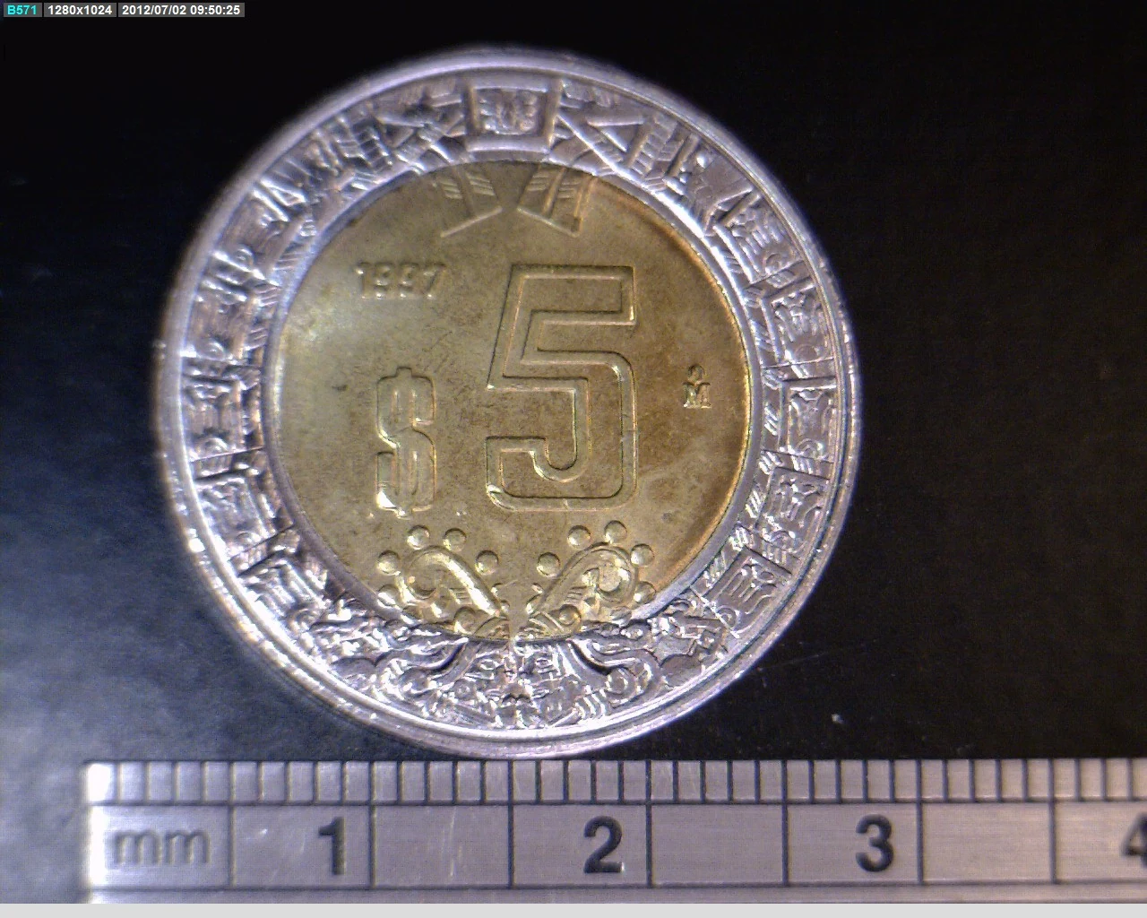 5 Bimetálica 1997 . Inventario Banxico 20053 (reverso)