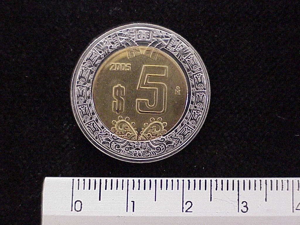 5 Bimetálica 2005 . Inventario Banxico 21456 (reverso)